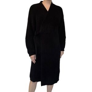 Barefoot Dreams Robe Cozychic Adult Long Black Plush Comfy Pajamas Size Small